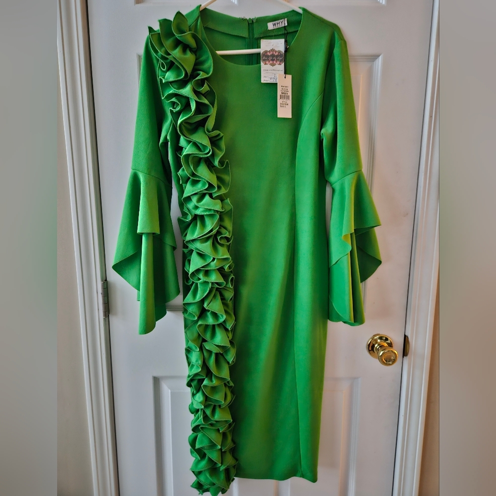 NWT Green Ruffle Holiday Dress- Large